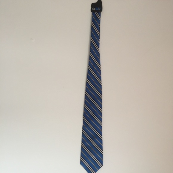 Bruno Piattelli Blue‎ & Yellow Stripe 100% Silk Tie - Picture 2 of 5